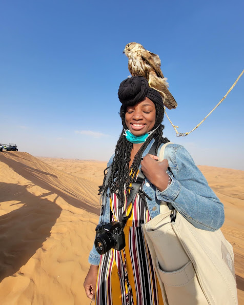 Pictures with Hawk while in Dubai Desert 