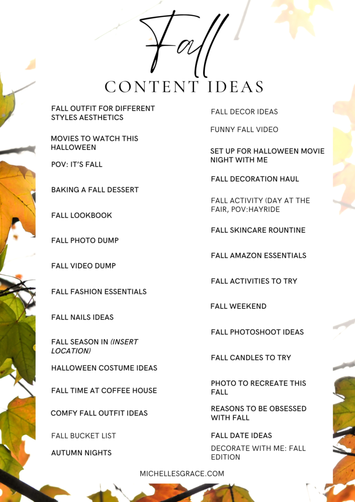 30 different content creation ideas for the fall season 